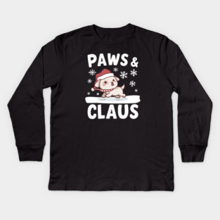 Paws & Claus Cute Christmas Kids Long Sleeve T-Shirt