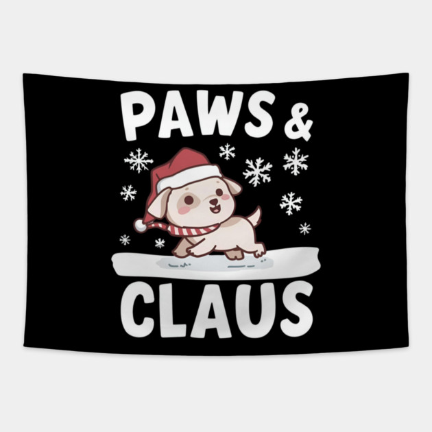Paws & Claus Cute Christmas Tapestry by Ink Lines