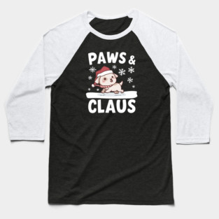 Paws & Claus Cute Christmas Baseball T-Shirt