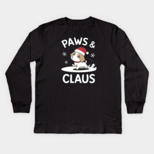 Paws & Claus Cute Christmas Kids Long Sleeve T-Shirt