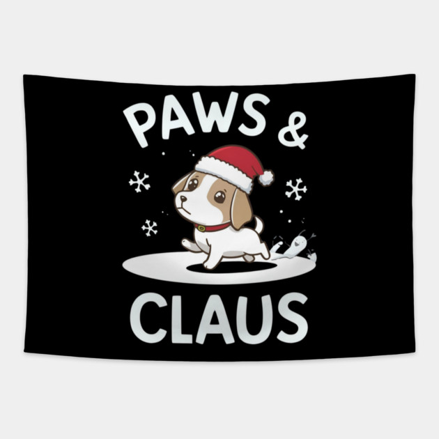 Paws & Claus Cute Christmas Tapestry by Ink Lines