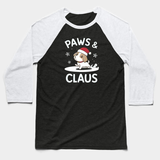 Paws & Claus Cute Christmas Baseball T-Shirt by Ink Lines