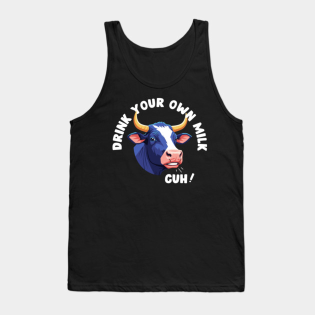 Cow's Milk Vegan Joke Tank Top by enrynz