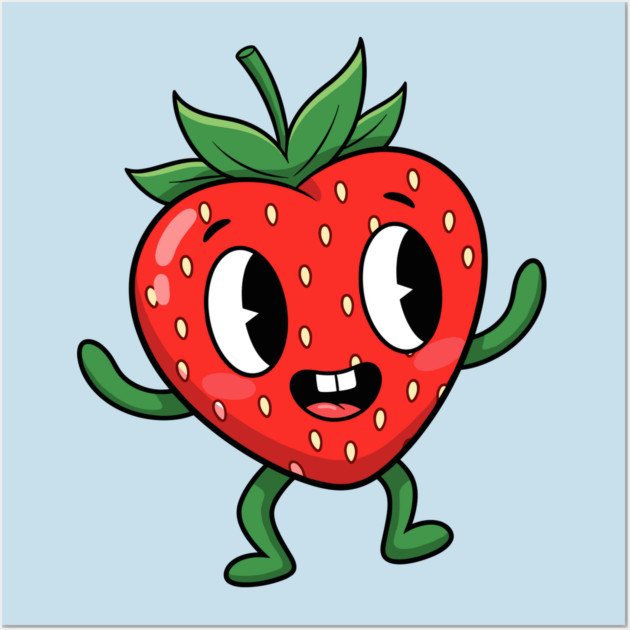 Happy Strawberry Wall Art by enrynz