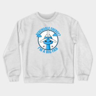 Cute Renewable Energy Fan Funny Kawaii Wind Turbine Crewneck Sweatshirt