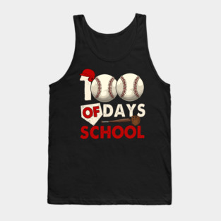Baseball Theme 100 Days of School Graphic with Bat, Glove and Helmet Tank Top