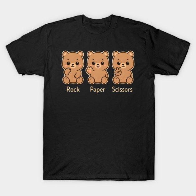 Rock Paper Scissors Bear – Cute Kawaii Bear Paw Humor Design T-Shirt by MakerMind8.2