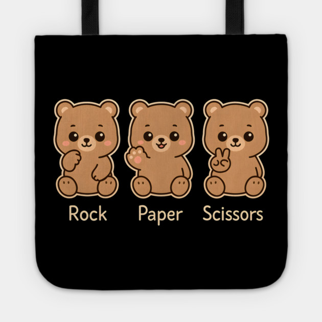 Rock Paper Scissors Bear – Cute Kawaii Bear Paw Humor Design Tote by MakerMind8.2