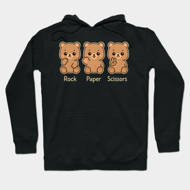 Rock Paper Scissors Bear – Cute Kawaii Bear Paw Humor Design Hoodie by MakerMind8.2