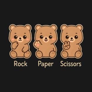 Rock Paper Scissors Bear – Cute Kawaii Bear Paw Humor Design T-Shirt