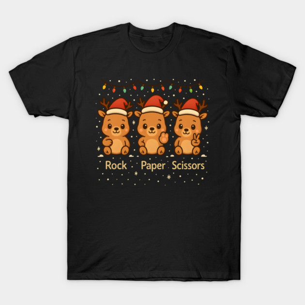 Christmas Reindeer Rock Paper Scissors – Cute Holiday Reindeer Design T-Shirt by MakerMind8.2
