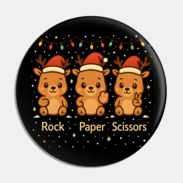 Christmas Reindeer Rock Paper Scissors – Cute Holiday Reindeer Design Pin by MakerMind8.2