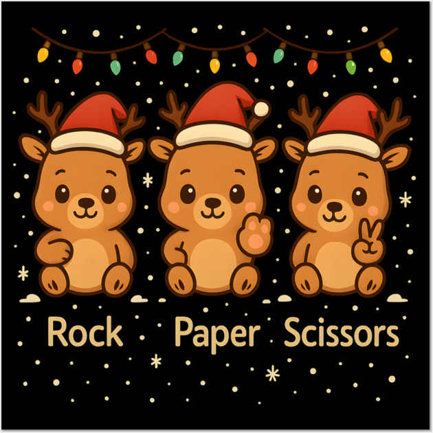 Christmas Reindeer Rock Paper Scissors – Cute Holiday Reindeer Design Wall Art by MakerMind8.2