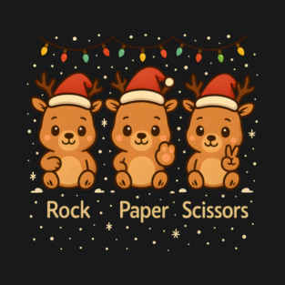 Christmas Reindeer Rock Paper Scissors – Cute Holiday Reindeer Design T-Shirt