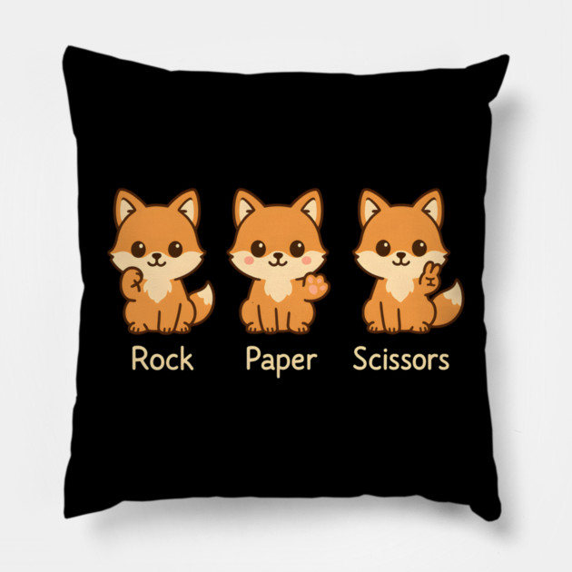 Rock Paper Scissors Fox – Cute Fox Game Humor Design Pillow by MakerMind8.2