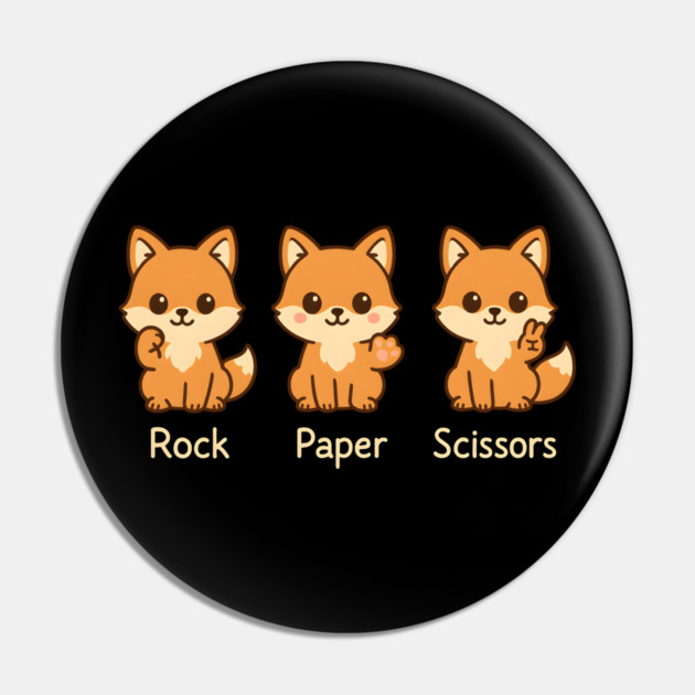 Rock Paper Scissors Fox – Cute Fox Game Humor Design Pin by MakerMind8.2