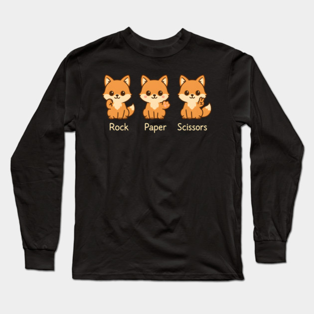 Rock Paper Scissors Fox – Cute Fox Game Humor Design Long Sleeve T-Shirt by MakerMind8.2