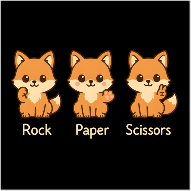 Rock Paper Scissors Fox – Cute Fox Game Humor Design Wall Art by MakerMind8.2