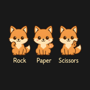 Rock Paper Scissors Fox – Cute Fox Game Humor Design T-Shirt