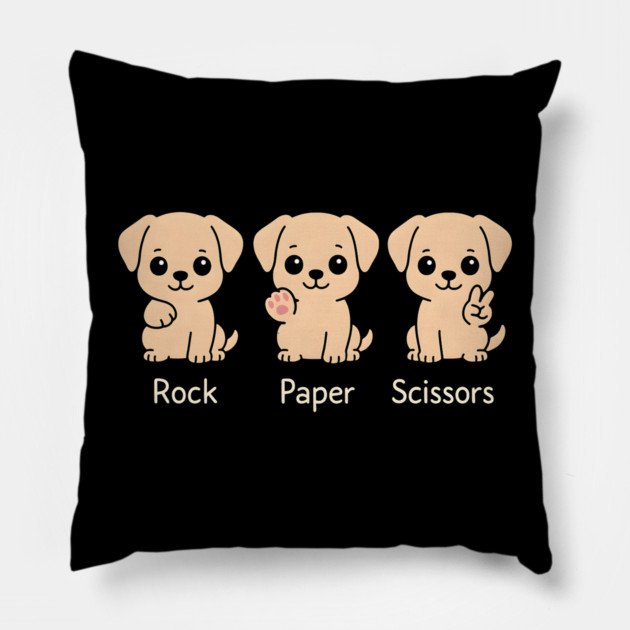 Rock Paper Scissors Dog – Cute Puppy Game Humor Design Pillow by MakerMind8.2