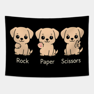 Rock Paper Scissors Dog – Cute Puppy Game Humor Design Tapestry