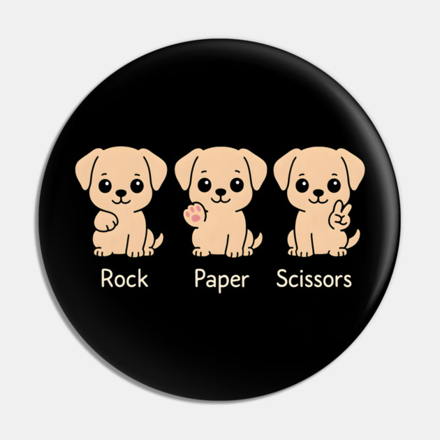 Rock Paper Scissors Dog – Cute Puppy Game Humor Design Pin by MakerMind8.2
