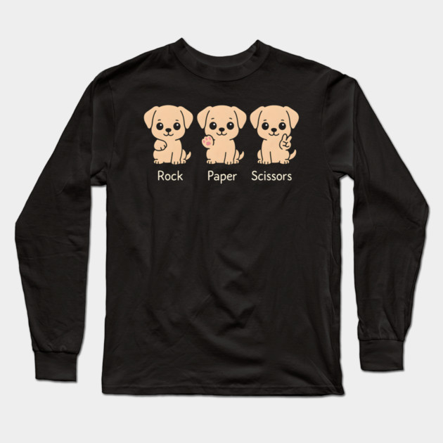 Rock Paper Scissors Dog – Cute Puppy Game Humor Design Long Sleeve T-Shirt by MakerMind8.2