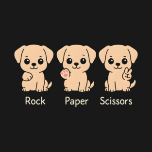 Rock Paper Scissors Dog – Cute Puppy Game Humor Design T-Shirt