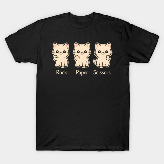 Rock Paper Scissors Cat – Cute Kawaii Cat Paw Humor Design T-Shirt by MakerMind8.2