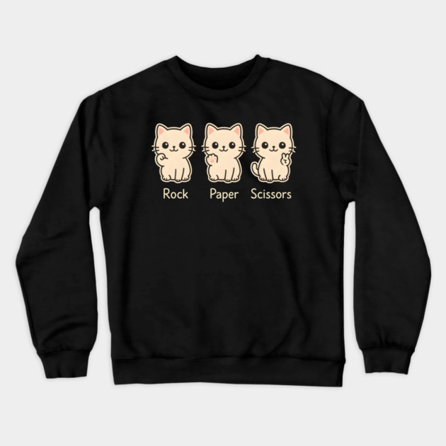 Rock Paper Scissors Cat – Cute Kawaii Cat Paw Humor Design Crewneck Sweatshirt by MakerMind8.2