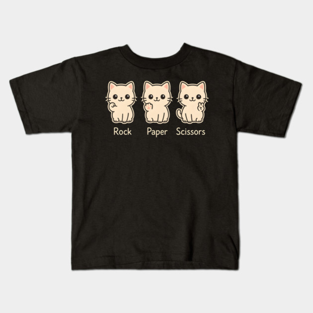 Rock Paper Scissors Cat – Cute Kawaii Cat Paw Humor Design Kids T-Shirt by MakerMind8.2