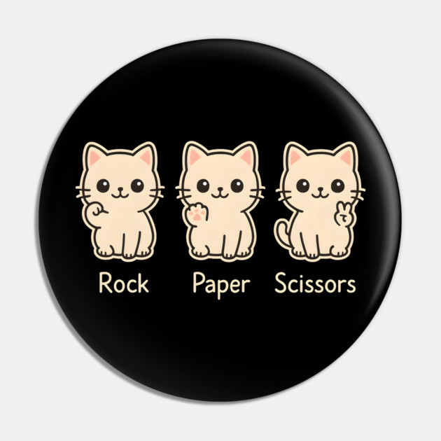Rock Paper Scissors Cat – Cute Kawaii Cat Paw Humor Design Pin by MakerMind8.2