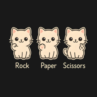 Rock Paper Scissors Cat – Cute Kawaii Cat Paw Humor Design T-Shirt