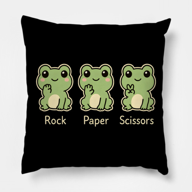 Rock Paper Scissors Frog – Cute Frog Game Humor Pillow by MakerMind8.2