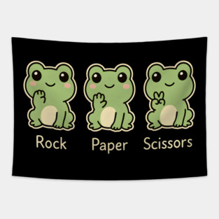 Rock Paper Scissors Frog – Cute Frog Game Humor Tapestry