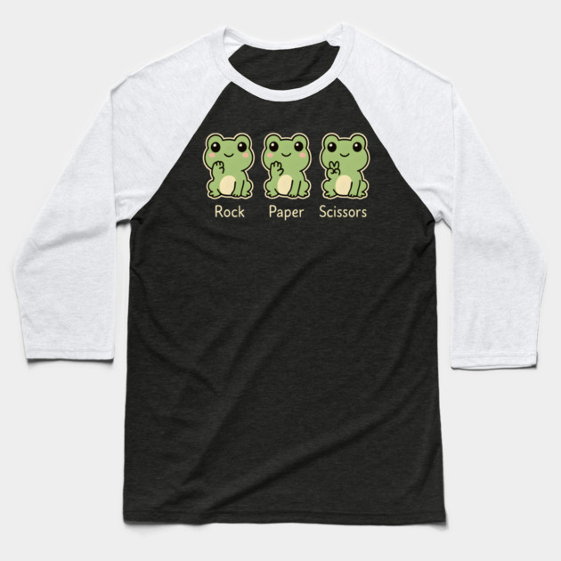 Rock Paper Scissors Frog – Cute Frog Game Humor Baseball T-Shirt by MakerMind8.2