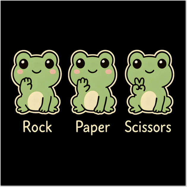 Rock Paper Scissors Frog – Cute Frog Game Humor Wall Art by MakerMind8.2