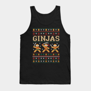 Funny Ginjas Gingerbread Ninjas Ugly Christmas Tank Top