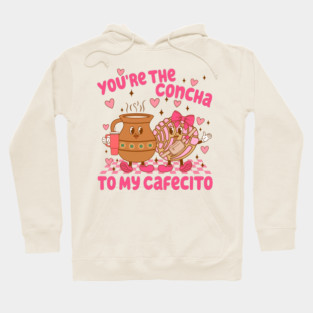 Cute Concha and Cafecito Valentine Art for Sweet Love Hoodie