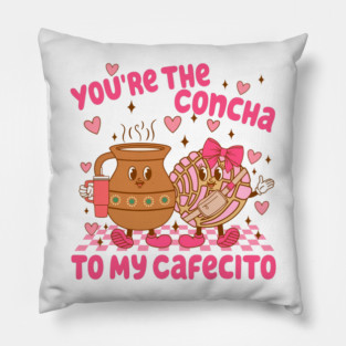 Cute Concha and Cafecito Valentine Art for Sweet Love Pillow