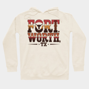 Stockyards Fort Worth Texas - Downtown Cowtown Retro Vintage Longhorn Hoodie