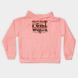 Stockyards Fort Worth Texas - Downtown Cowtown Retro Vintage Longhorn Kids Hoodie