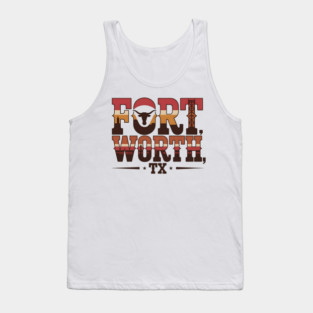 Stockyards Fort Worth Texas - Downtown Cowtown Retro Vintage Longhorn Tank Top