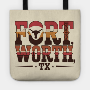 Stockyards Fort Worth Texas - Downtown Cowtown Retro Vintage Longhorn Tote