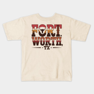 Stockyards Fort Worth Texas - Downtown Cowtown Retro Vintage Longhorn Kids T-Shirt