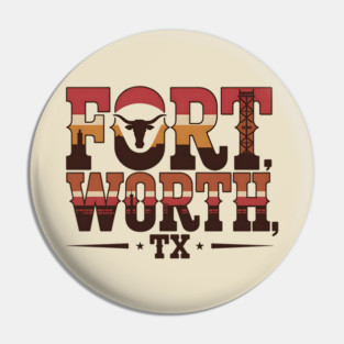 Stockyards Fort Worth Texas - Downtown Cowtown Retro Vintage Longhorn Pin
