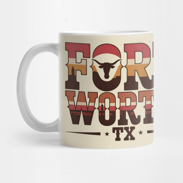 Stockyards Fort Worth Texas - Downtown Cowtown Retro Vintage Longhorn by Pixel Threads 