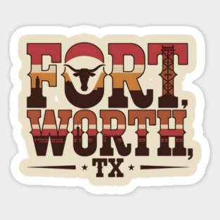 Stockyards Fort Worth Texas - Downtown Cowtown Retro Vintage Longhorn Sticker