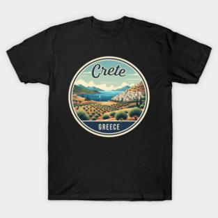 Crete Greece Europe Travel Vintage Badge T-Shirt