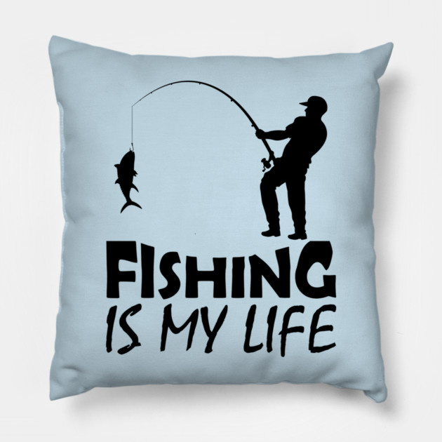 Passion for Fishing | Outdoor Adventure Enthusiast Pillow by Creatifly Graphic Tees